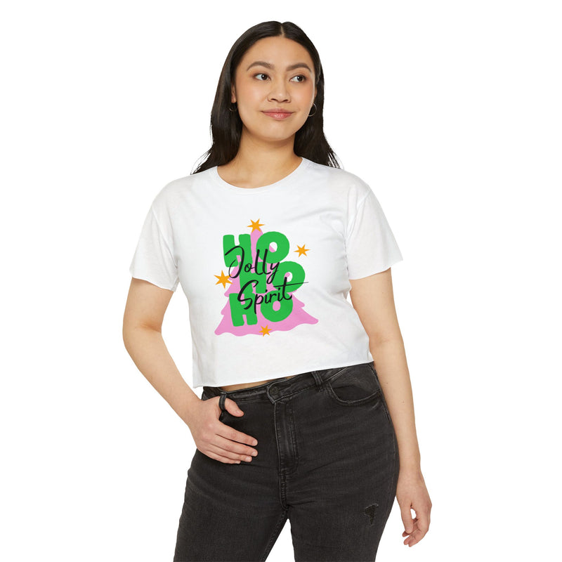 Jolly Spirit Christmas Crop Top Tee