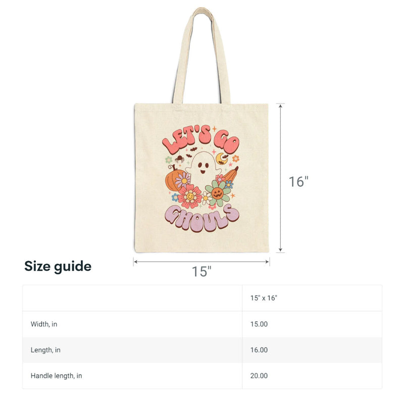 Lets Go Ghouls Halloween Canvas Tote Bag