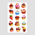 cute adorable dessert stickers, cupcakes, cakes, delightful treats, perfect for birthday favors, scrapbooking, journaling, etc.